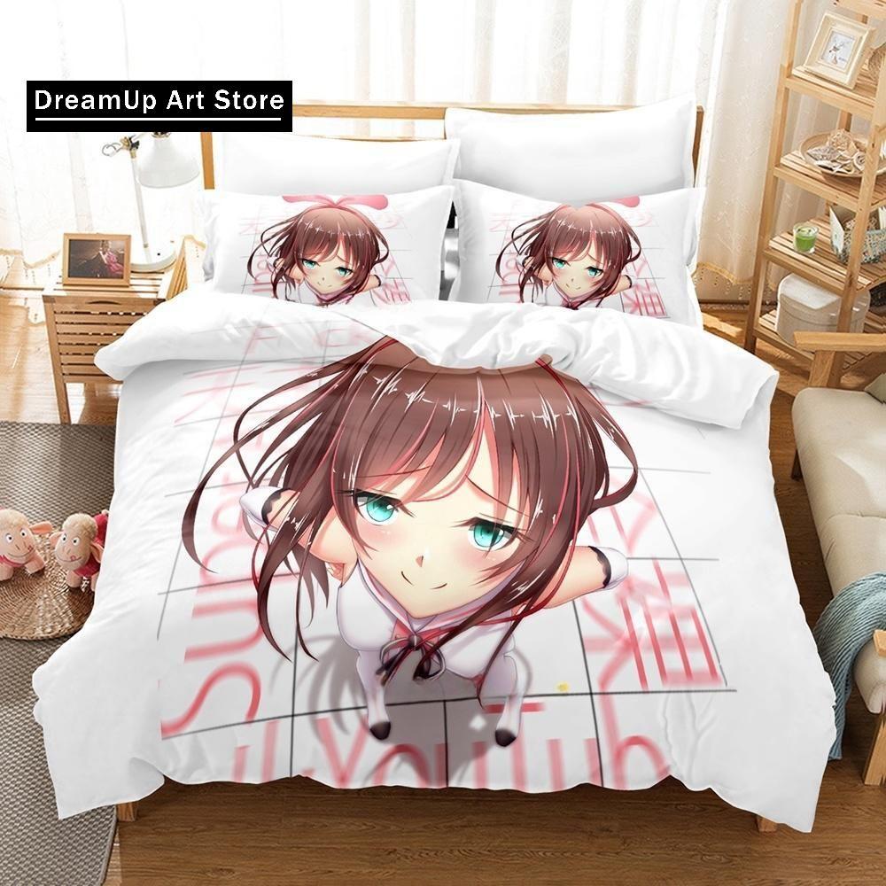 3d Printing anime Kawaii Girls Kizuna AI Bedding Set Single Twin Full Queen King Size Bed Set Adult Kid Bedroom Duvet cover Sets