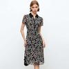 JESSIE Elegant Scissor Collar Short Sleeve Floral Dress