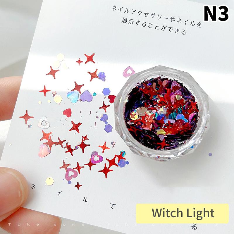 1Eske Pentagram Star Awn Dopamin Nail Paljetter Laser Nail Art Charms Dekorasjoner Neglelakk Smykker Tilbehør Gjør-det-selv manikyr