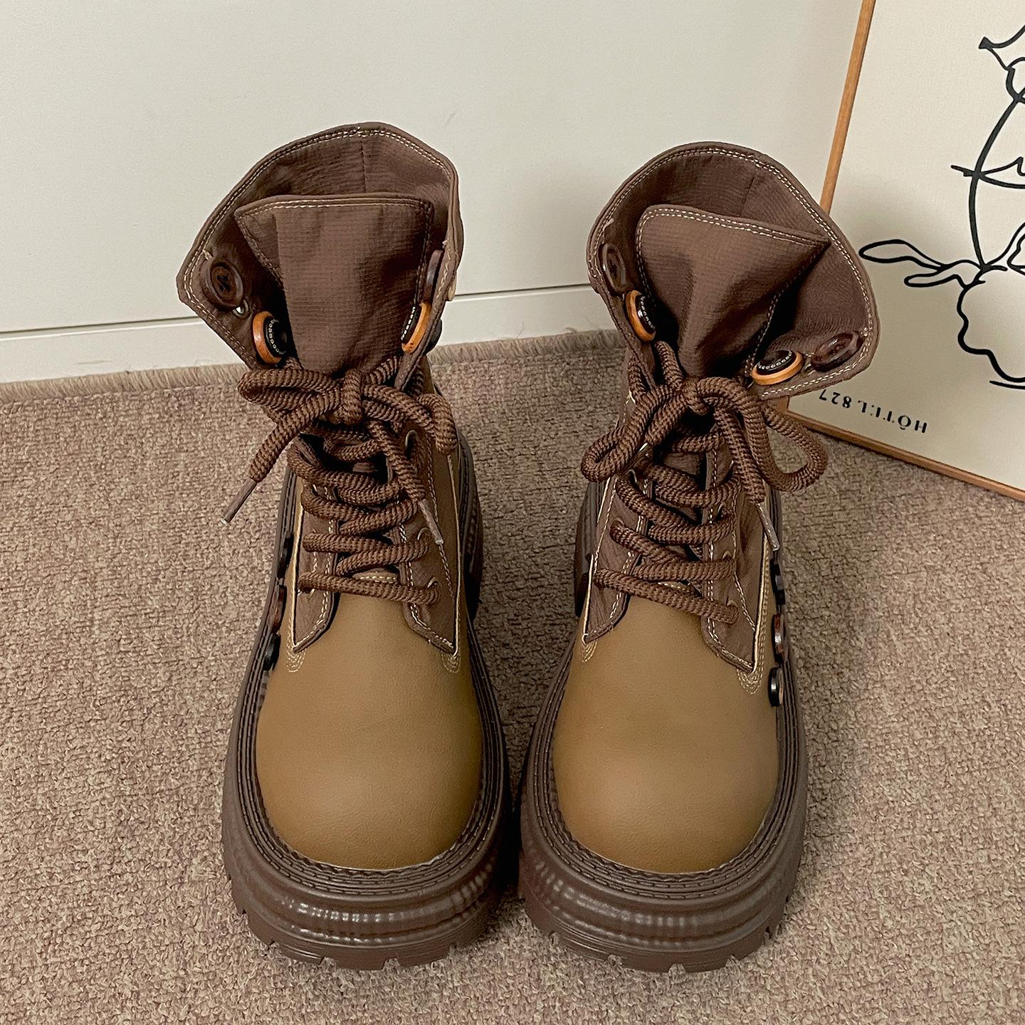 

Ботинки Мартин на платформе с толстым каблуком в стиле ретро для фанатов Queen, женские, новые осенние 2025, короткие британские ботинки для ношения с юбкой 40 темно-коричневого