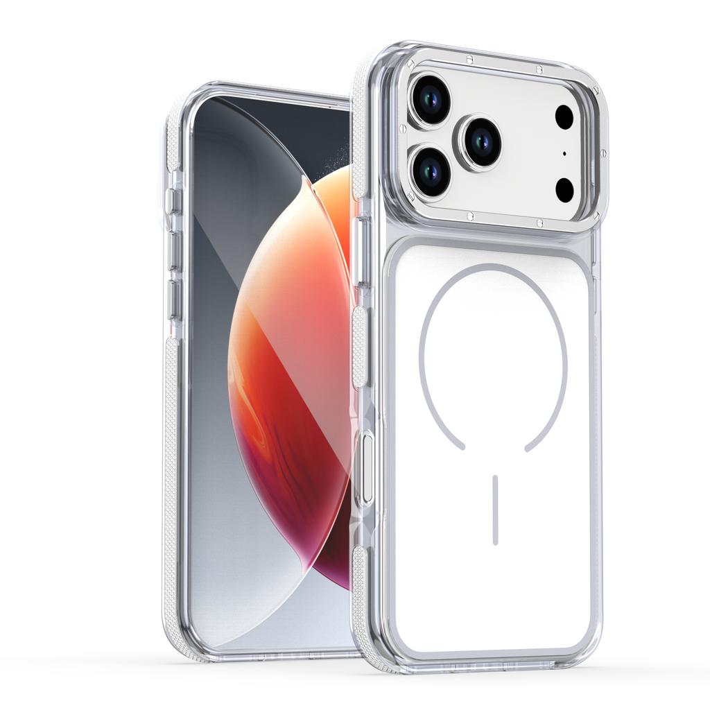 Luxury Two Tone Border Clear Strong Magnetic Phone Case for 17 Air 16 15 14 Plus 13 12 17 Pro Max 16e For Magsafe Cover