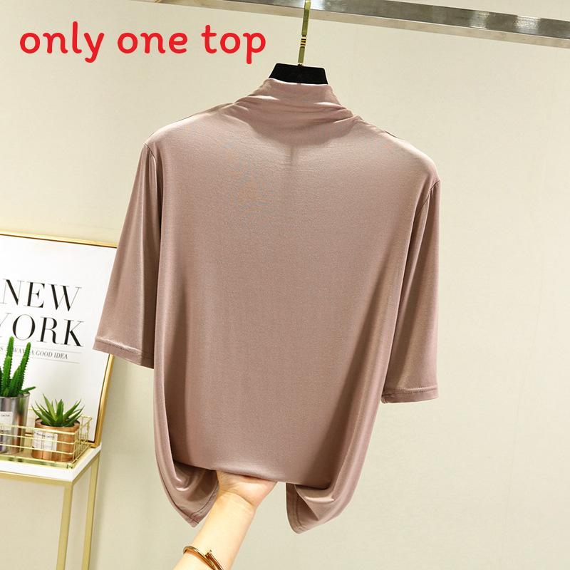 Modal Half High Neck T Shirt For Women With Soft Knit Fabric And Casual Style