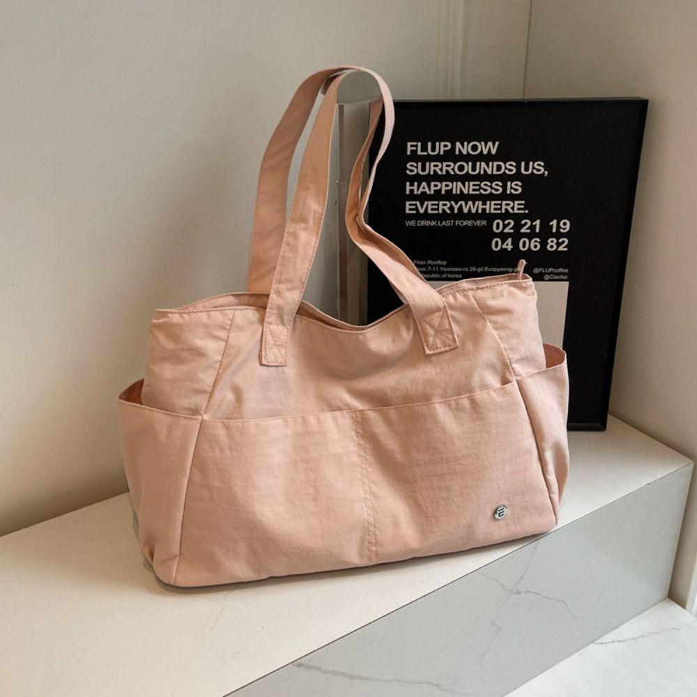 Solid Color Nylon Handbag Soft Material Commuting Handbag Large Capacity Shoulder Bag Shopping