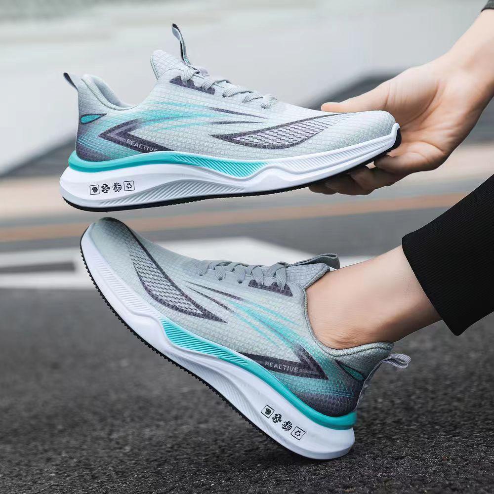 

[Source Factory] Popular men s shoes 2025 new spring fish silk mesh breathable ultra-light soft-soled sports shoes 44 сірий