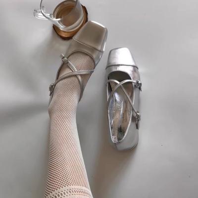 Long Wear Not Tired Feet Silver Fairy Wind Single Shoes Internet Celebrity Explosion Thin Versatile Skirt Mary Jane Shoes