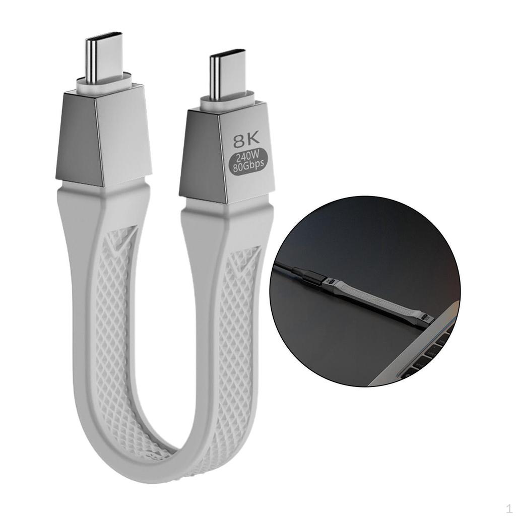 Short USB C Cable 80Gbps Connection 13 cm 240W High Speed Data Transfer