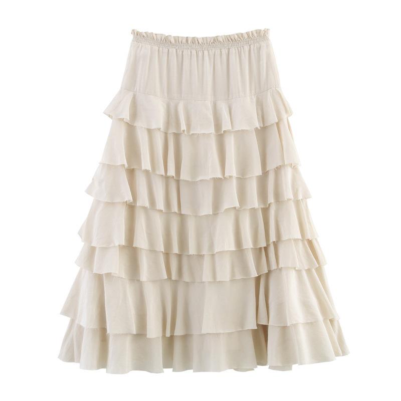Francuska Retro Warstwowa Spódnica Midi - Letni Design Mody
