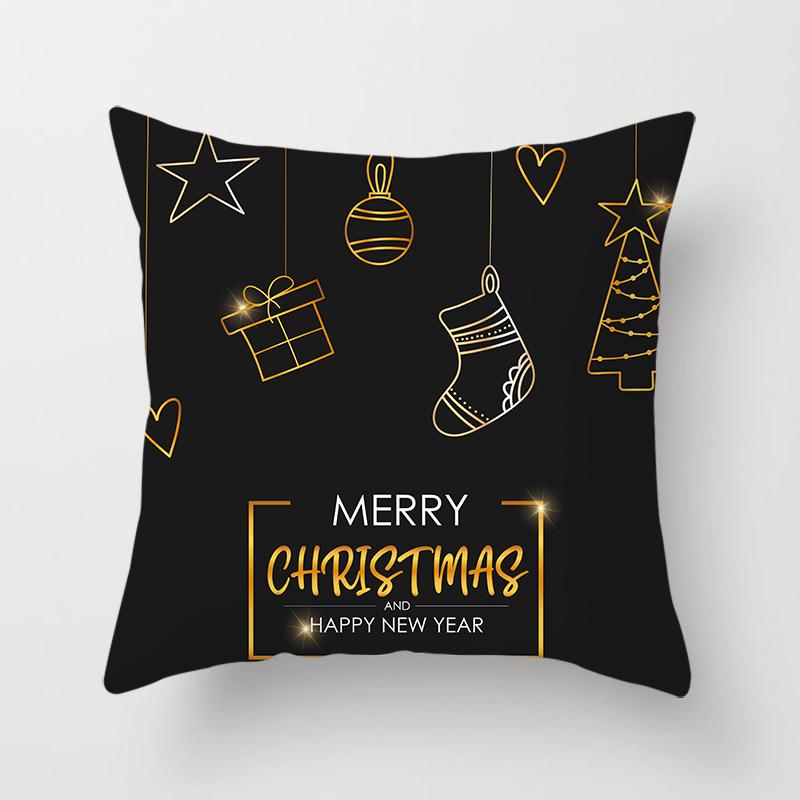 Creative Black and White Christmas Theme Pillowcase Holiday Gift Sofa Decoration Cushion Cover