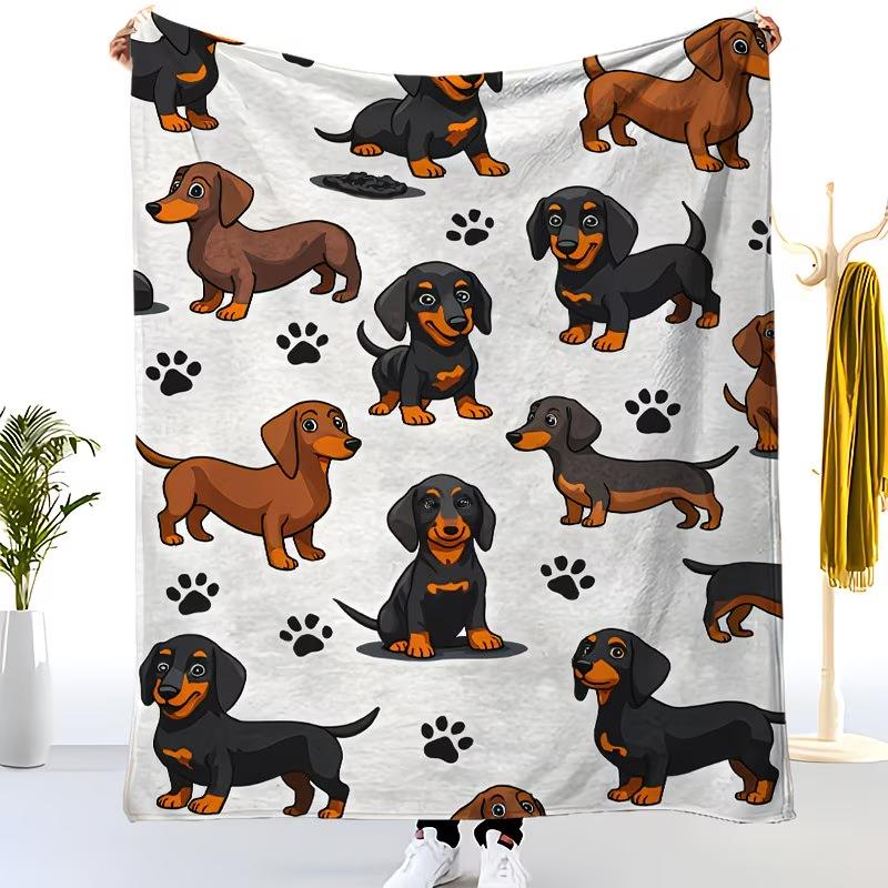 Dachshund Dog Pattern Blanket-Lovely and Playful-for Pet-Lovers'Home Bedroom Living Room-Soft Lovers A Sweet Gift Dog Owners