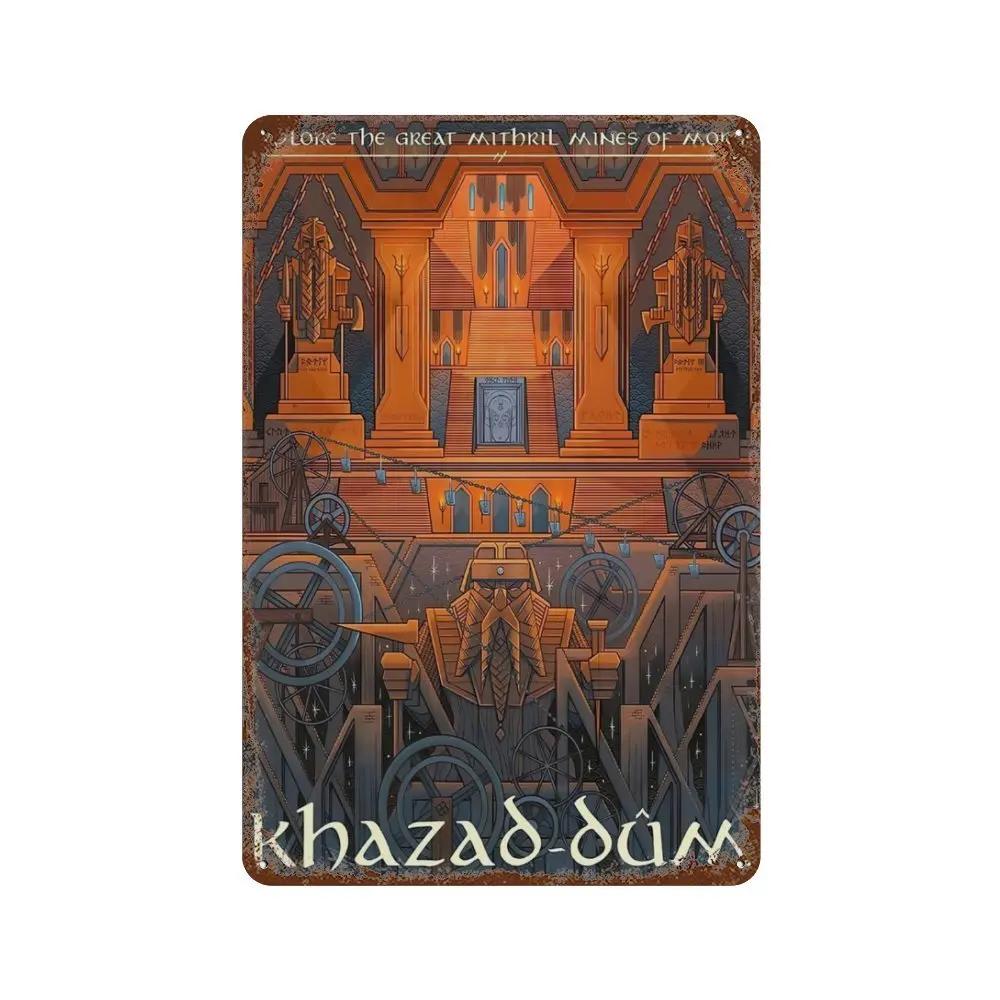 Abstract Ring Retro Travel Poster Metal Aluminum Sign Plaque Vintage Film Mordor Castle Lord Magic Kid Bed Room Home Wall Dec