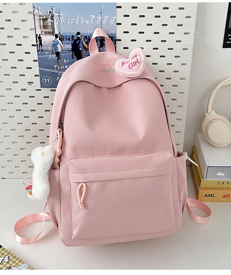 School bag letter simple Mori backpack ins style casual versatile commuter college student school bag large capacity solid color backpack