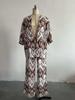 Temu 2024 Summer Women's Loose Plus Size Printed Set: Mid-Sleeve Shirt & Wide-Leg Pants