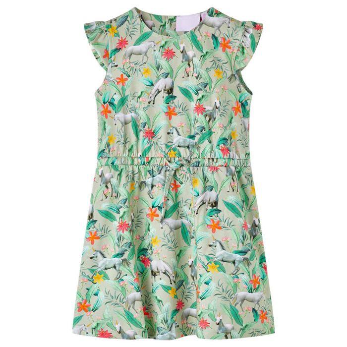 Robe fille - vidaXL - Modèle sans manches - Couleur rose vif - Imprimé glaces et cerises - Taille 116