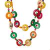 Bohemian Color Coconut Shell Wood Necklace Women's Vintage Double Layer Stacked Long Pendant Accessories