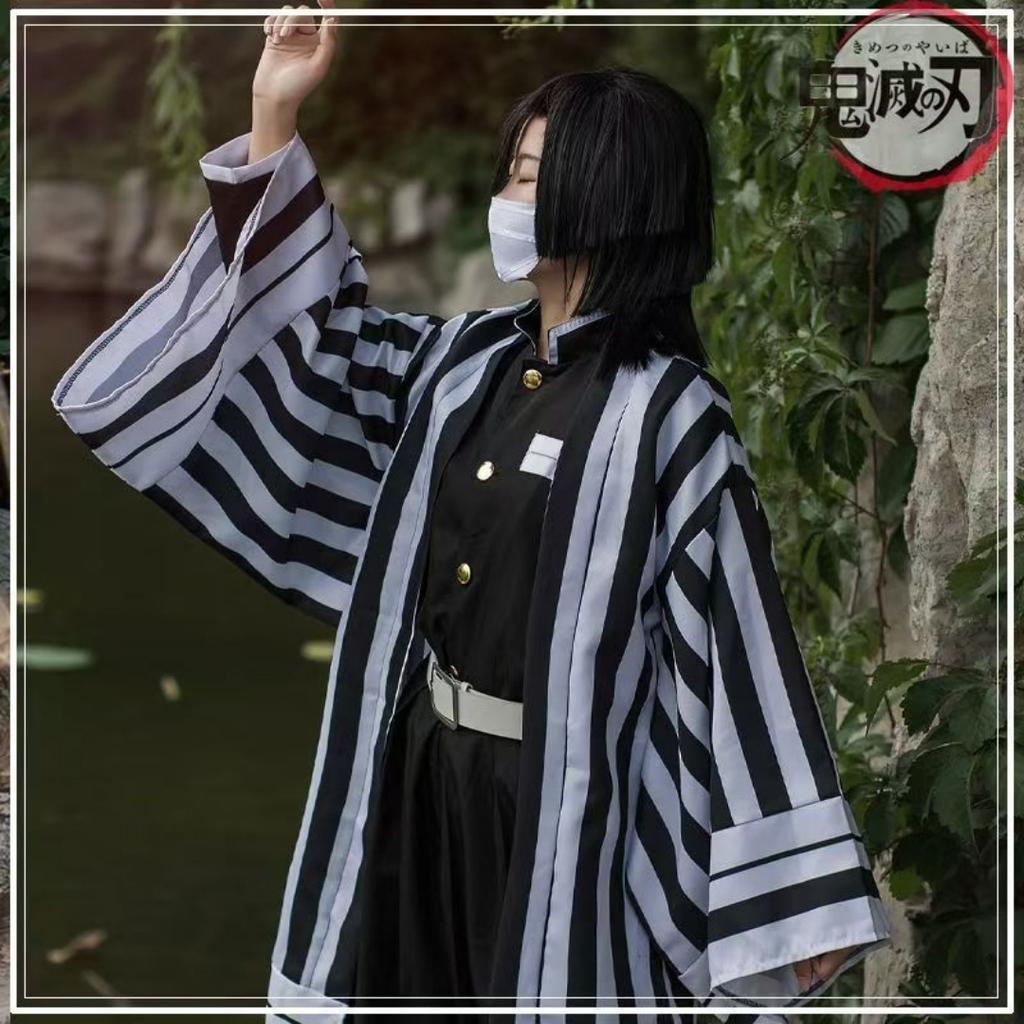 Anime Demon Slayer Kimetsu No Yaiba Iguro Obanai Haori Kimono Cosplay Costume Wig Snake Props White Halloween Costume