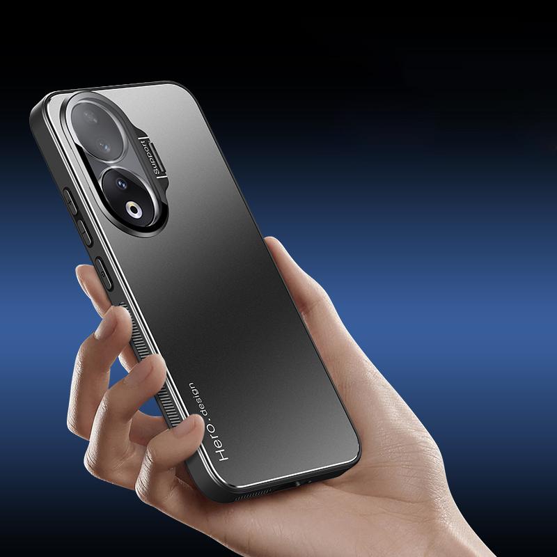 For Honor 90 Case with Lens Kickstand Shockproof PC+TPU Phone Cover