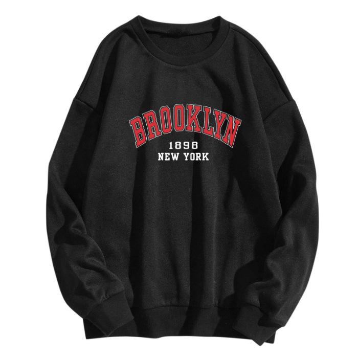 Unisex Korean Style Long Sleeve Letter Print Sweatshirt - Autumn/Winter Round Neck Pullover