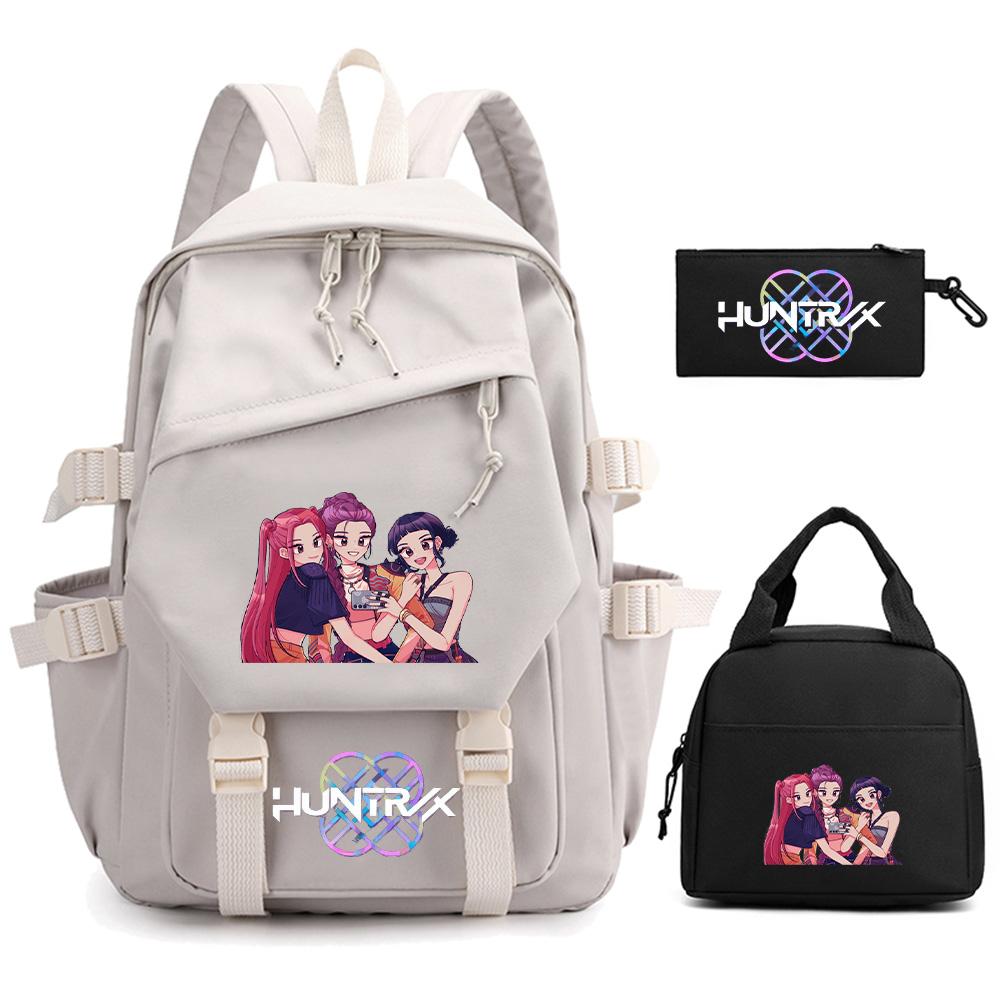 3Pcs/set K-pop Demon Hunters Printed Backpack for Teenger Boy Girl Large Capacity Schoolbag Children Student Bookbag Women Waterproof Travel Bag