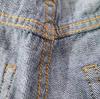 Okayama Selvedge Denim Jeans, Red Trim, Original Color, Dark Blue Cuffed Hem, Straight Leg, Slim Fit, Classic Retro Style.