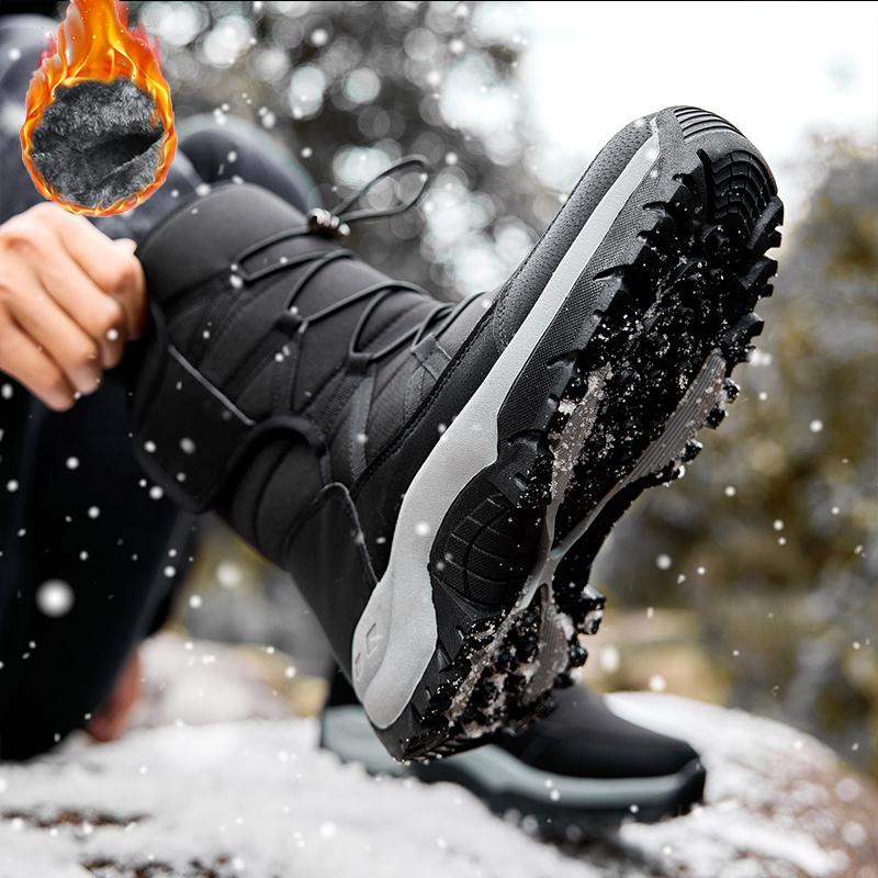 Herren-Schneestiefel mit dicker Sohle und rutschfestem und verschleißfestem Fleece für den Winter, große Schneestiefel