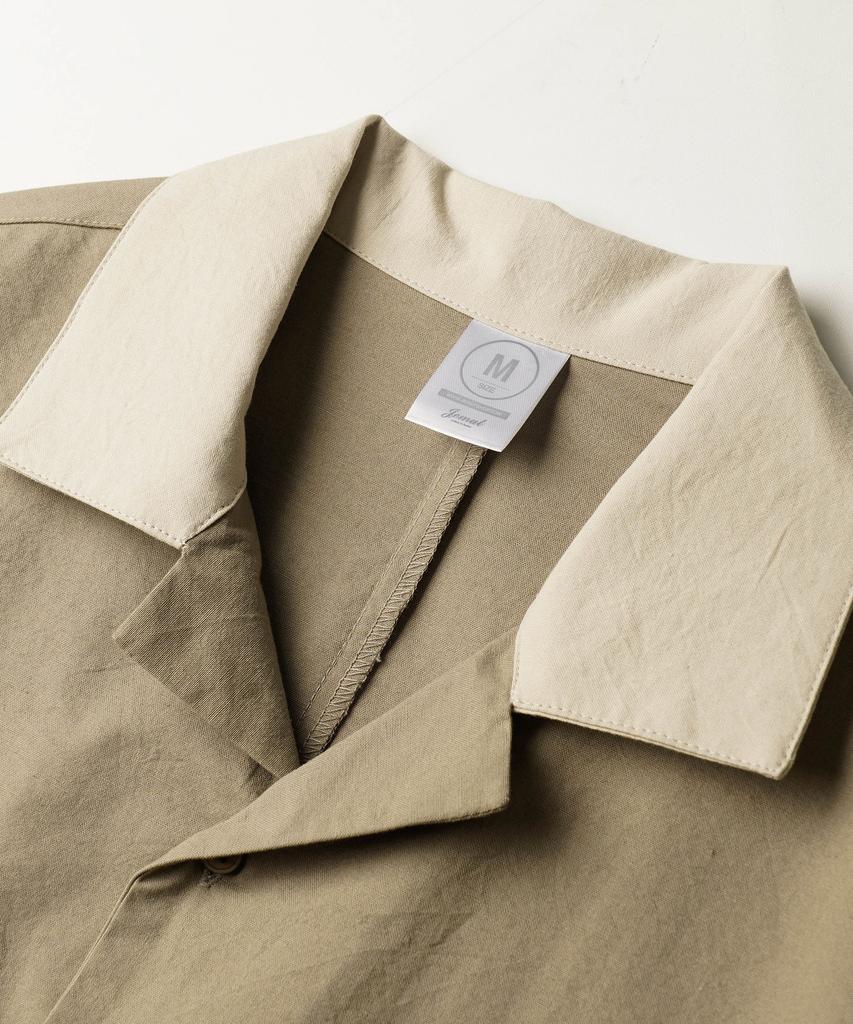 JEMUT Bliss Open Collar Half Shirt Khaki Beige Nsss2633