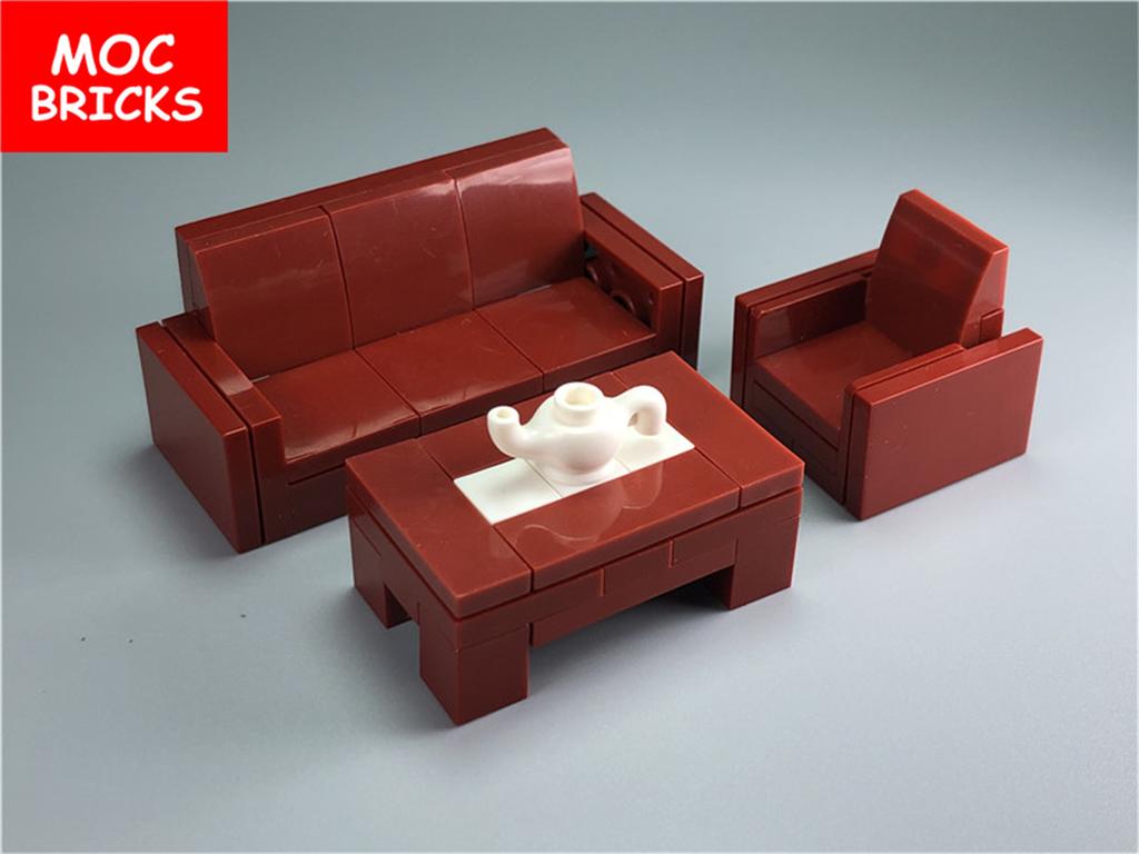 MOC Blocks Sofa Home Furniture Chair Desk City Model Learning Construction Bricks Figures DO IT YOURSELF Toy Ideal For Children Gift Idea