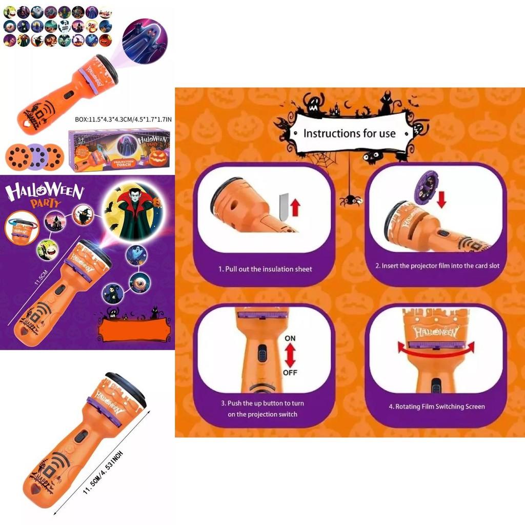 Colorful Halloween Projector Flashlight Party Prop Ideal For Kids Unisex Gift