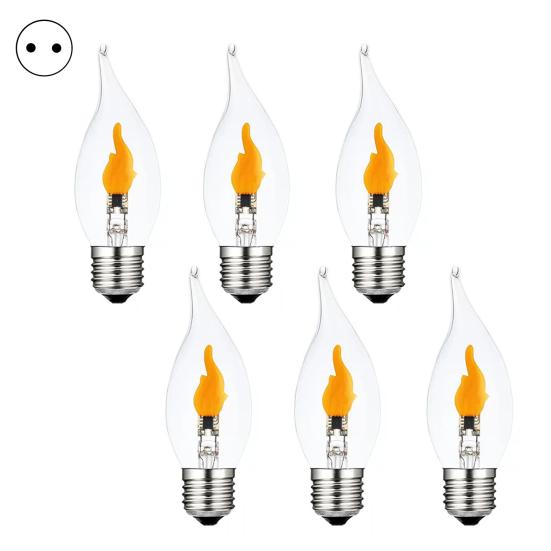 LED Flame Light Bulb E27 Flickering Flame Light Bulb Realistic Fires Effect Light Bulb for Indoor Outdoor Halloween Christmas Decoration
