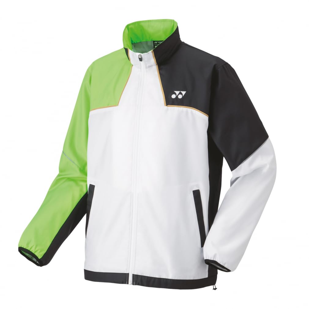 YONEX Lined Wind Warmer Medium Shirt, White/Green (136),