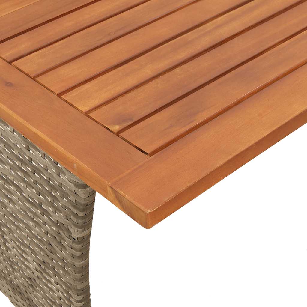Garden Table with Acacia Wood Top Gray 105x75x72 cm Poly Rattan