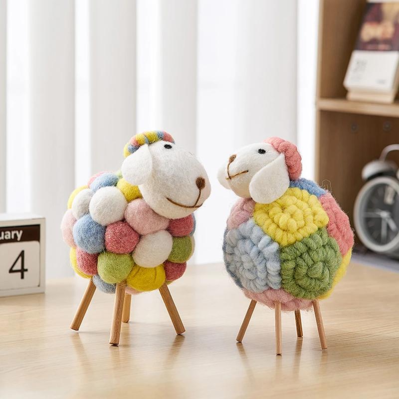 Adorno de Oveja de Fieltro Encantador Accesorios Kawaii Decoración Moderna para el Hogar Figuritas de Interior Accesorios para Decoración de Habitación Regalos para Niños
