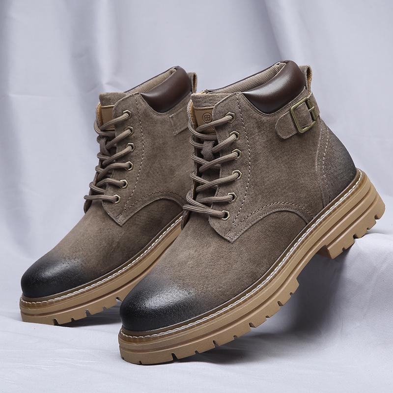 Luxury Brand Men Boots 2024 Fashion Comfortable Autumn and Winter Leather Boots British Style Thick Sole Lace Up High Top Boots