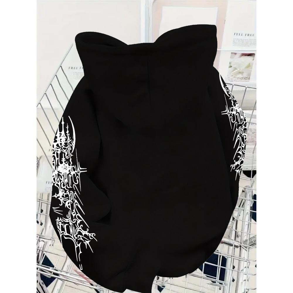American Dark Thorn Letter Sweatshirt, Unisex Loose Fit Trendy Casual Top, Streetwear Retro Fashion Hoodie