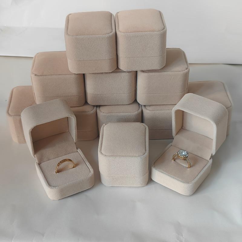 12pc Apricot Velvet Jewelry Ring Box Non-Stick Dust Jewelry Case Wedding Valentine's Day Christmas Earring Pendant Packaging Box