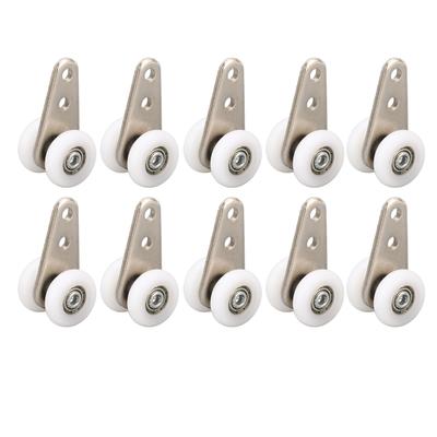 10PCS 23mm Nylon Pulley Stainless Steel Bracket Hanging Wheel Roller for Sliding Door Window White