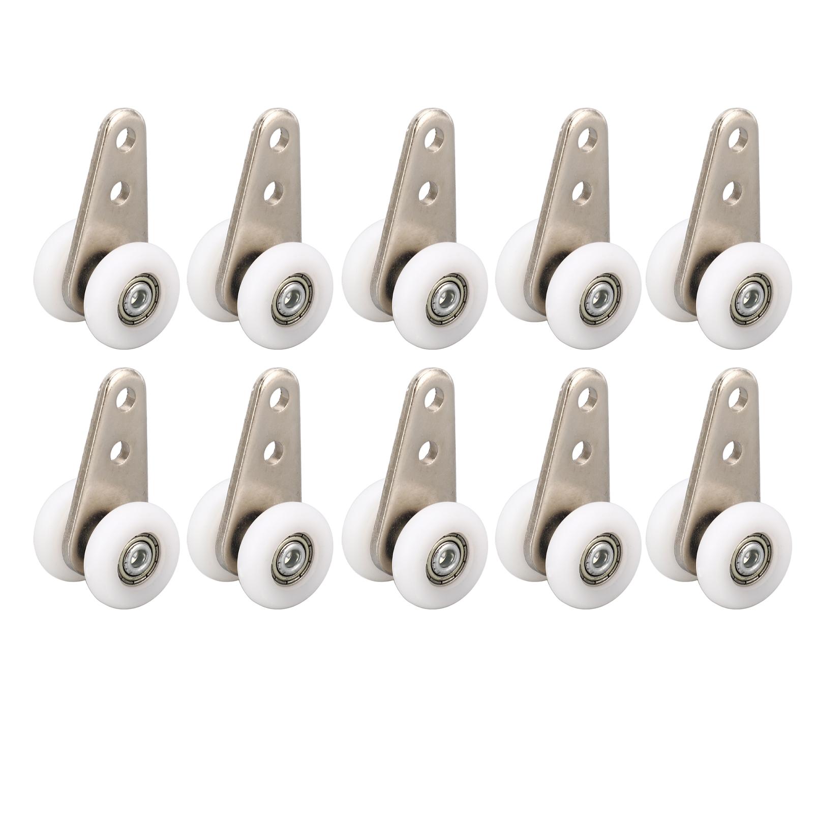 10PCS 23mm Nylon Pulley Stainless Steel Bracket Hanging Wheel Roller for Sliding Door Window White