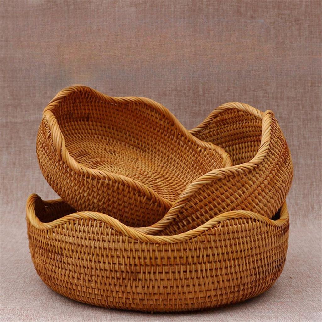 Handmade Woven Basket Rattan & Willow Material Decorative Storage for Home