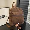 Fashion Solid Color Corduroy Mini Backpack Zipper Lightweight Double Shoulder Bag Portable Multi Pocket Daypack Women