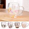 Creative Double Wall Coffee Mug Dried Flower Filler Glass Cups Christmas Gifts Glass Cup With Handles Kitchen Accessories New