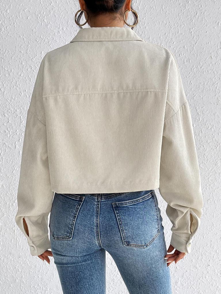 Cross2025 Women's Corduroy Lapel Jacket - Autumn/Winter Casual Short Coat