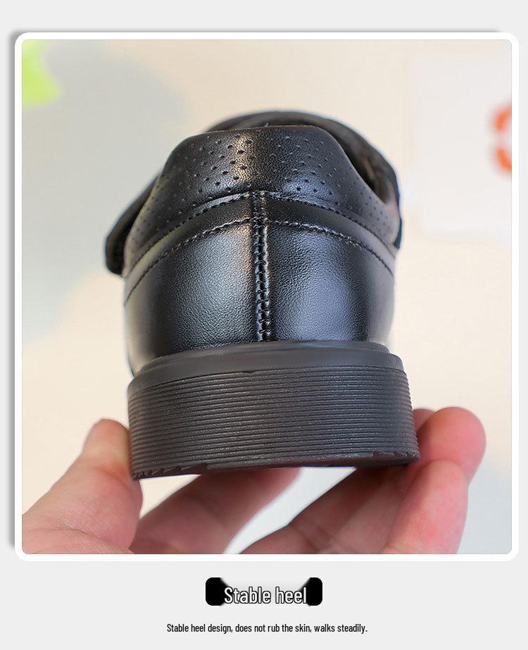 Chaussures de Performance en Cuir Mat Noir pour Garçons - Semelle Souple, Parfaites pour le Printemps et l'Automne, Idéales pour les Élèves du Primaire