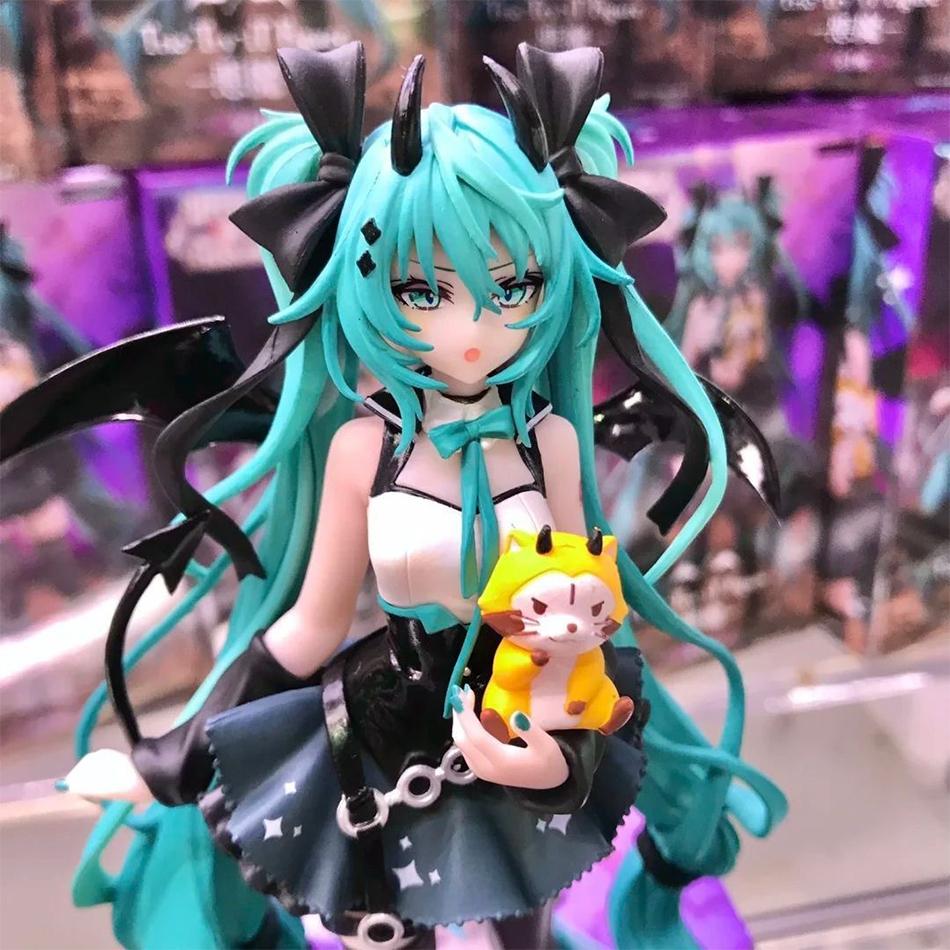 Anime Little Devil Hatsune Miku Raccoon Dark Angel Desktop Cute Model Peripheral Ornaments Gifts PVC Kid Friendly Entertaining Fun Play Safe