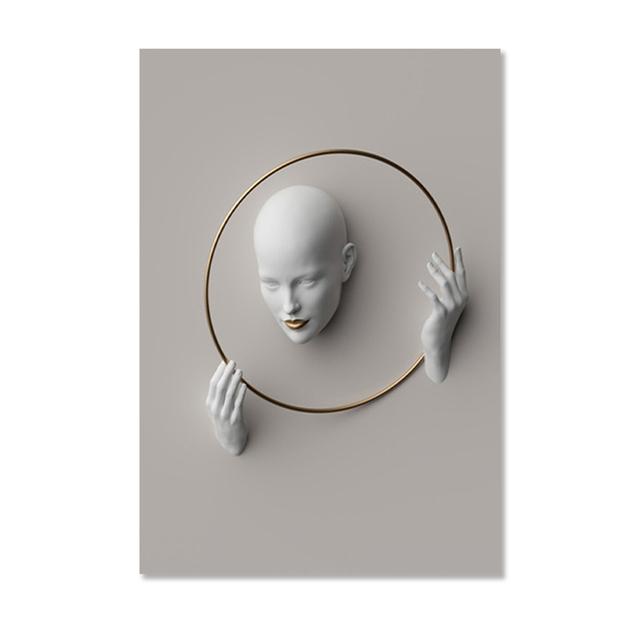 Nordic Figure Statue Art Canvas Painting Abstract Women Portrait Art Poster and Print Wall Pictures for Modern Living Room Decor