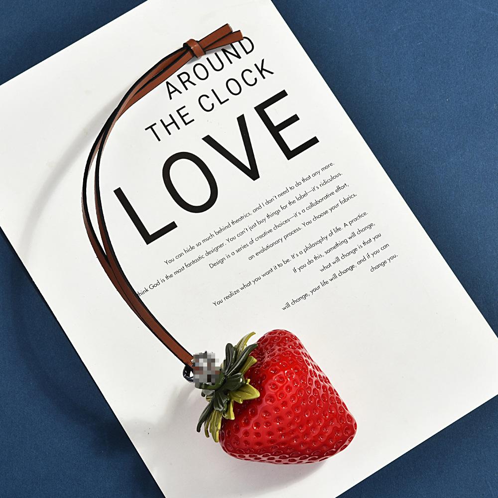 Three-Dimensional Large Strawberry Bag Pendant Personalized Leather Bag Strawberry Keychain Women S Bag Accessories