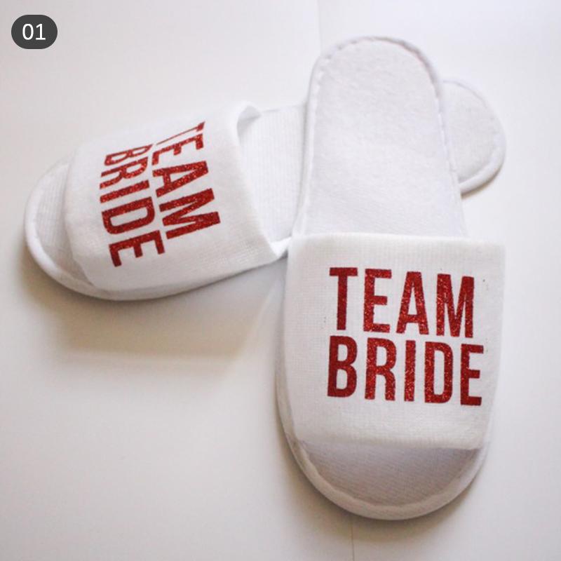 1Pair Bride Slippers Shower Gift Bridesmaid Disposable Slippers Wedding Party