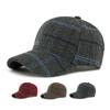 Autumn Winter Hat Men Women Wool Plaid Baseball Cap British Vintage Cap