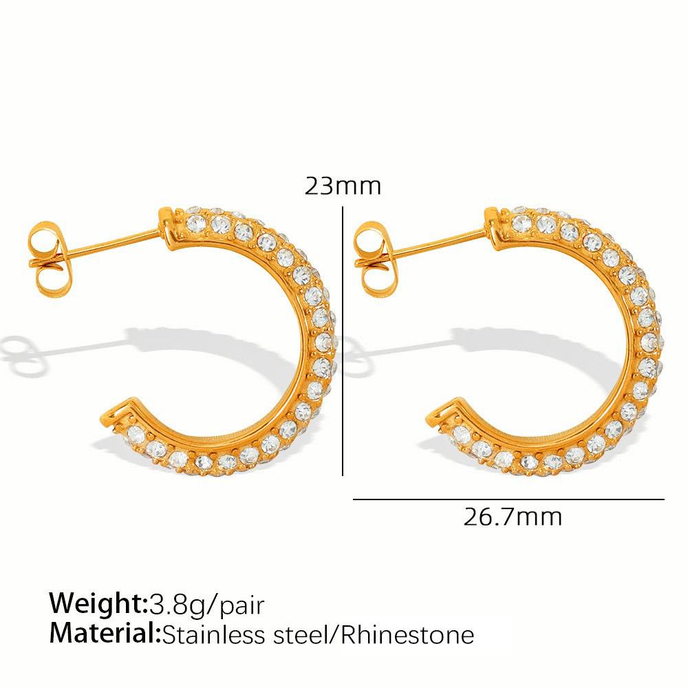Diamantring-Anhänger, titanbeschichtete Ohrringe in Goldfarbe, übertriebener geometrischer Kreis Schmuck, Nische