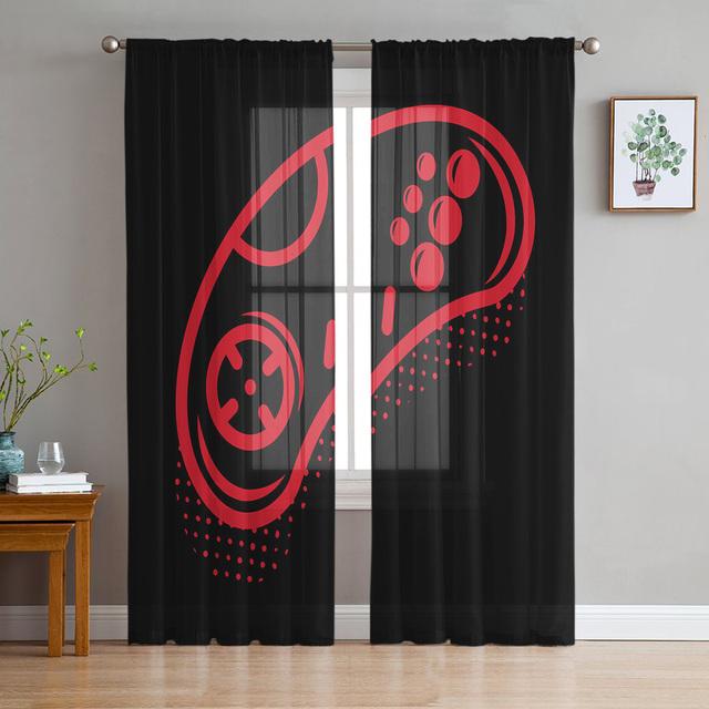 Video Game Art Handle Decoration Tulle Curtains For Living Room Kitchen Sheer Voile Curtain Bedroom Window Panels