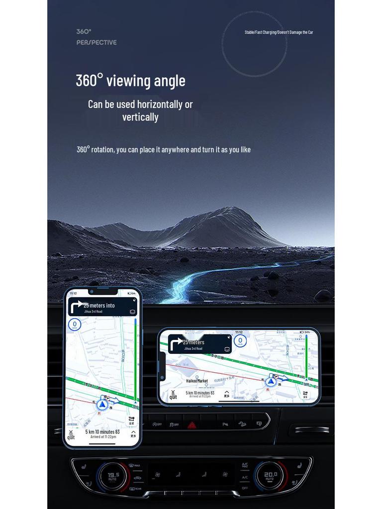 Magnetic Wireless Car Charger Mount for iPhone 16 Pro