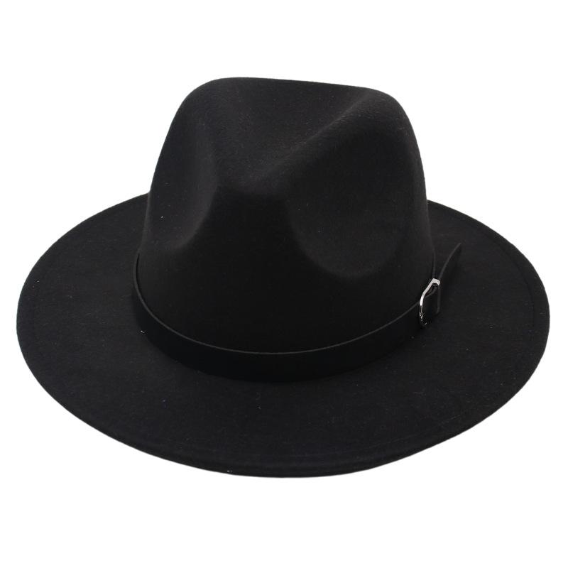 Elegante Zylinderhüte für Kinder, Gürtelschnalle, Amerikanischer Filzhut, Wollhut für Eltern und Kinder im Freien, Jazzhut mit breiter Krempe, Für Männer und Frauen